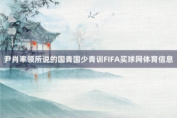 尹肖率领所说的国青国少青训FIFA买球网体育信息